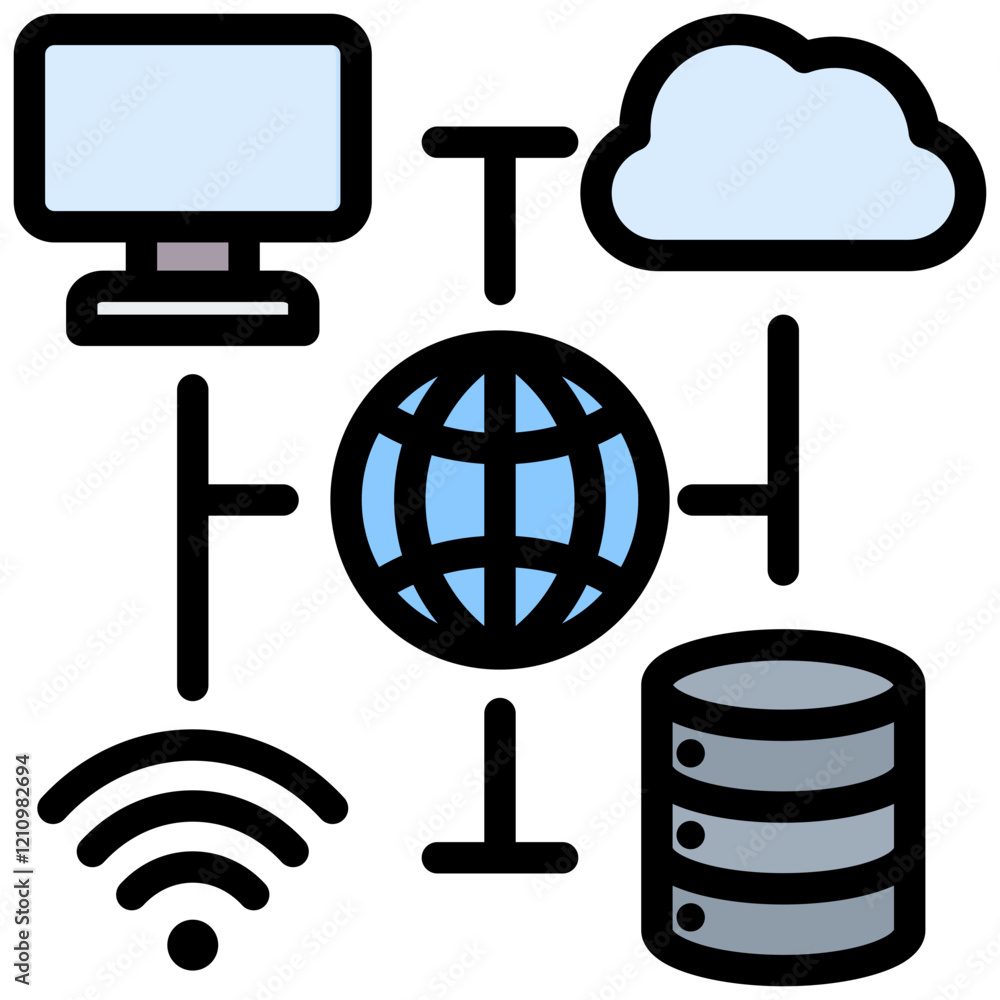 Aufkleber data ecosystem outline color icon