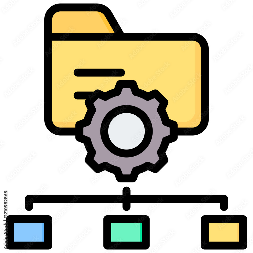 Poster data architecture outline color icon