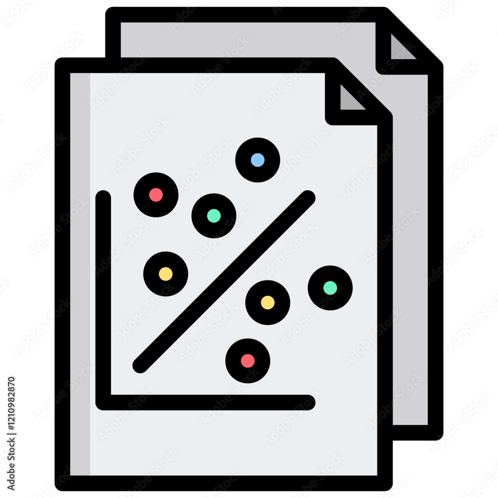 Poster Data Correlation Outline Color Icon