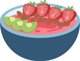 Healthy Pink Smoothie in the Bowl illustration