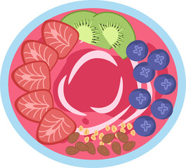 Healthy Berry pink Smoothie Bowl illustration