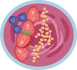Smoothie bowl with nuts and berries illustration