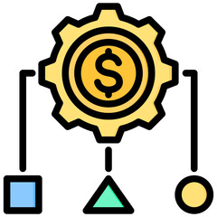 Financial Model Outline Color Icon