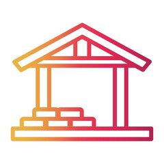 building Line Gradient Icon
