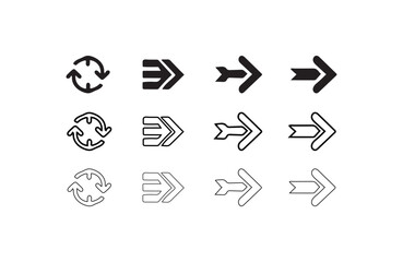 Arrow Icon Designs for Web and Graphic Projects Unique Minimalist Arrow and Circular Icon Set for UI Design
