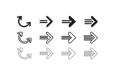 Arrow Icon Designs for Web and Graphic Projects Unique Minimalist Arrow and Circular Icon Set for UI Design