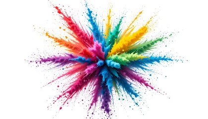 Explosion of colored powder isolated on white background