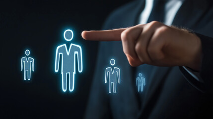 Digital Human Resource Management Selection Process Modern Business Technology Employee Hiring Concept Futuristic Interface       