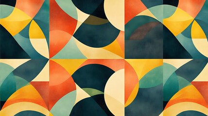 Obraz premium Abstract Geometric Pattern with Curving Shapes and Warm Colors