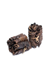 Dried bay leaf isolated on white background. Indonesian food spices