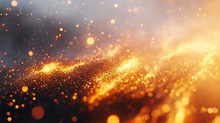 Fototapeta premium Abstract Golden Glittering Particles Background, Luxurious Sparkling Texture, Festive Shimmering Design, Elegant Golden 