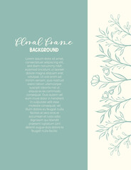 Spring floral border frame template with decorated floral frame corner for card or poster.