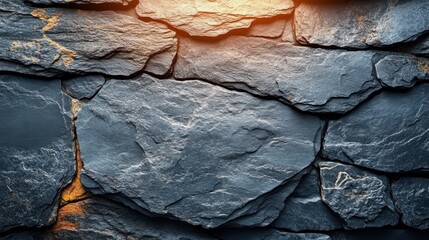 Textured stone wall with natural variations and warm lighting accents.