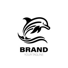 Naklejka premium Dolphin Logo. Dolphin Logo Design. Dolphin Logo Brand. Dolphin Logo Vector Design Isolated on White Background