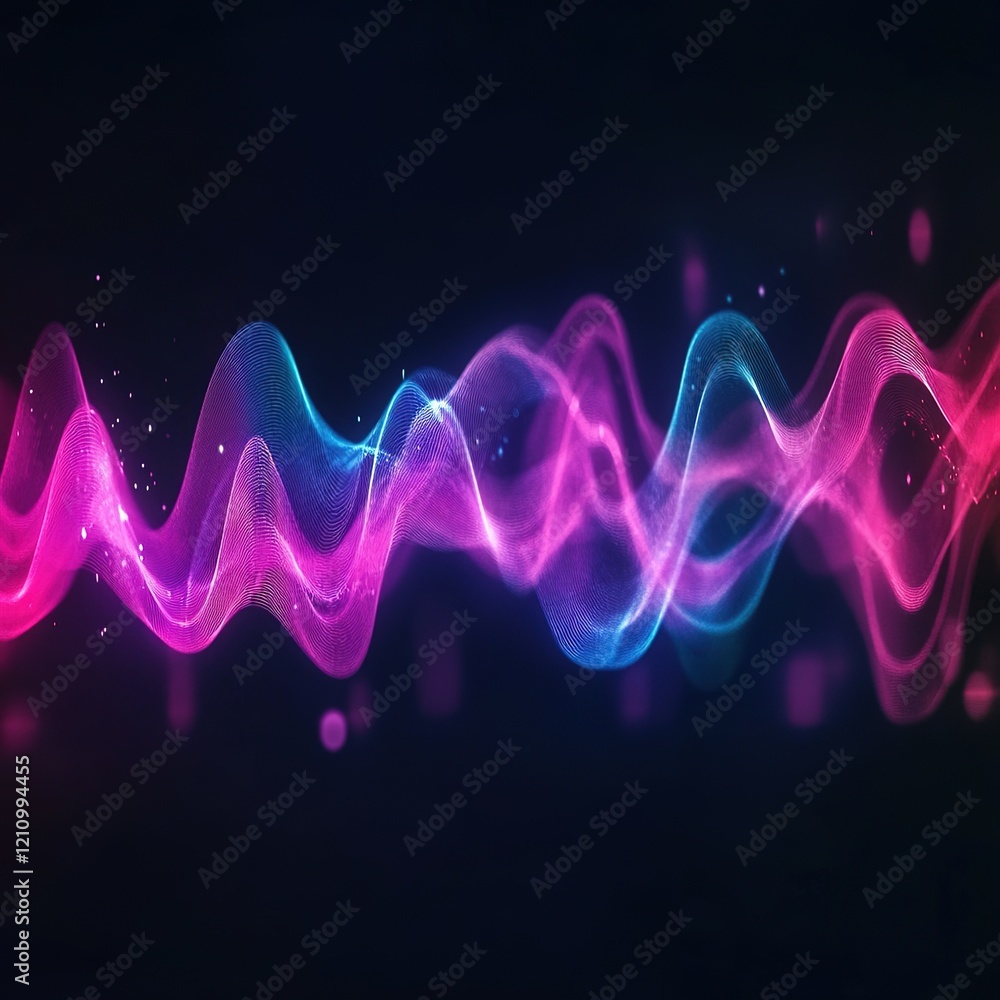 Poster dynamic sound waves visualization digital art abstract design futuristic environment close-up view v