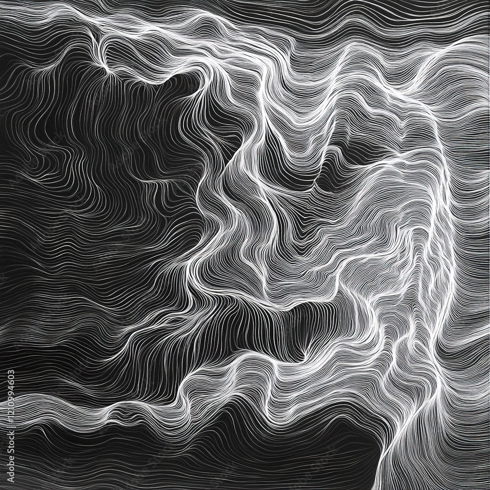 Poster abstract flow of light patterns in a dark space digital artwork modern art minimalist environment cl