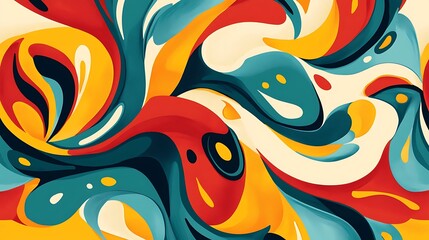 Abstract Colorful Swirling Fluid Art Design