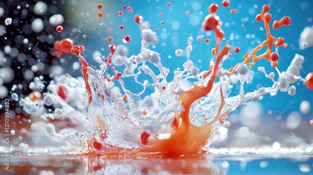 Poster dynamic splash of colorful liquid studio high-resolution photography abstract environment close-up v