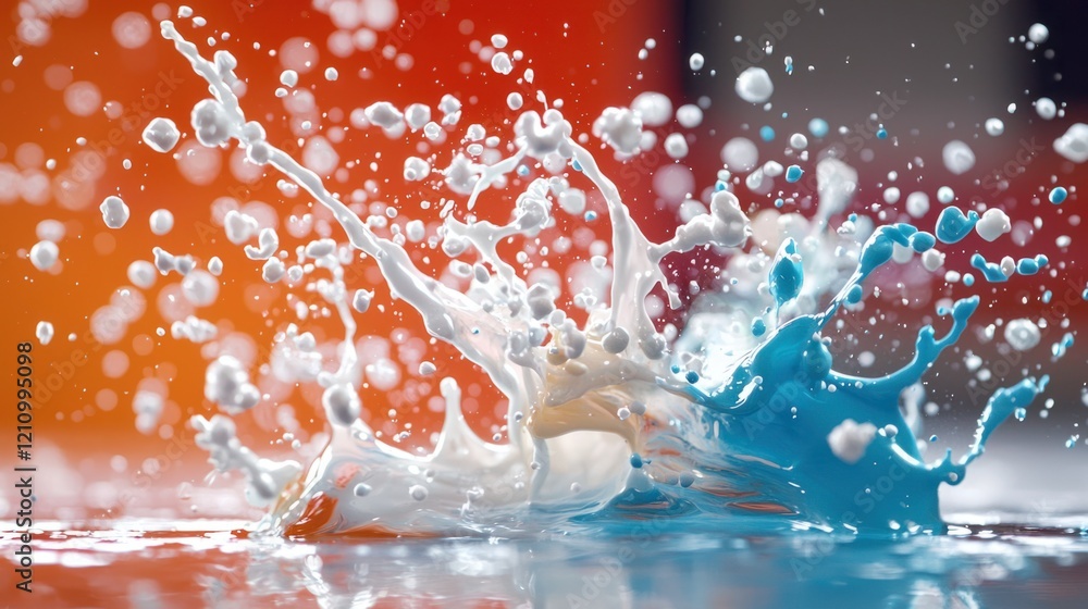 Poster dynamic splash of colorful paint art studio high-speed photography abstract environment close-up vie