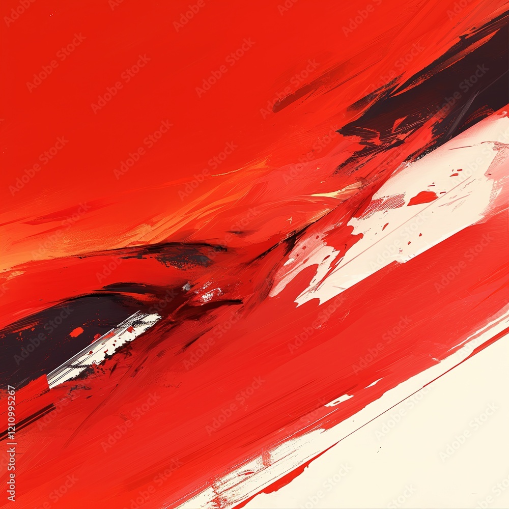 Aufkleber dynamic abstract art displaying bold red colors modern gallery digital artwork indoor environment cl