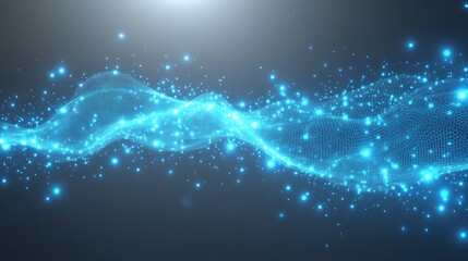 Abstract Blue Wave of Light Particles