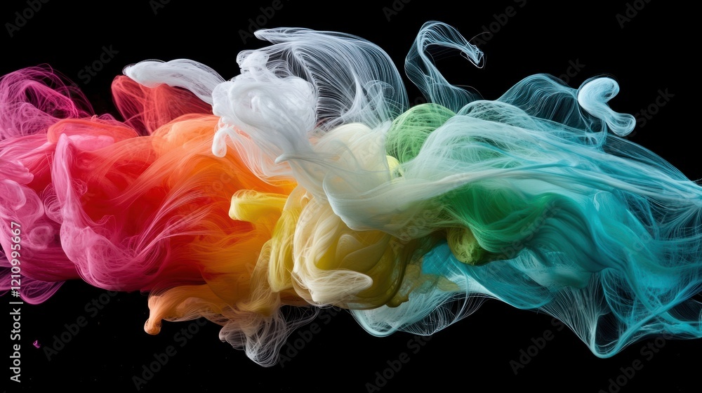 Aufkleber dynamic colorful smoke swirl abstract background digital art dark environment close-up view creative