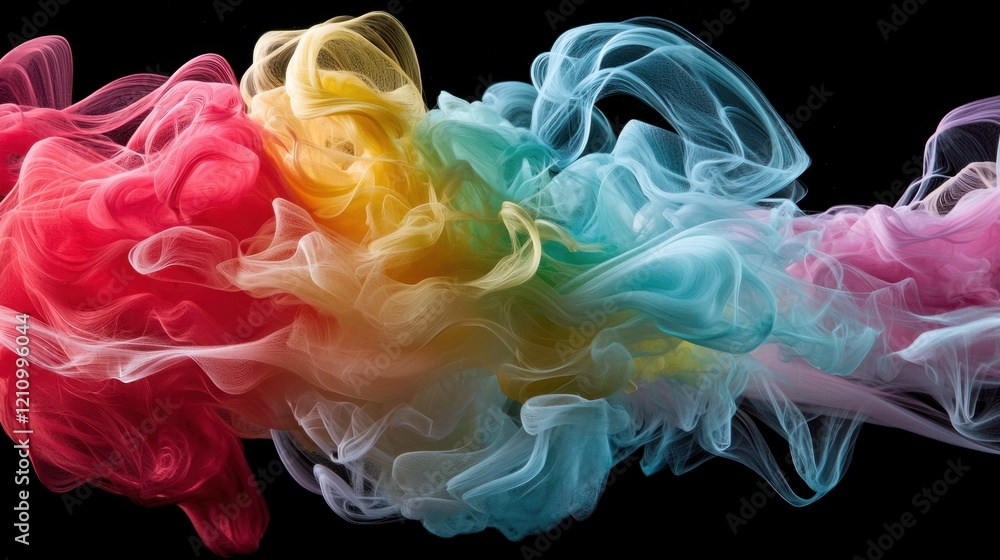 Poster dynamic colorful smoke swirls abstract background digital art creative environment close-up view flu