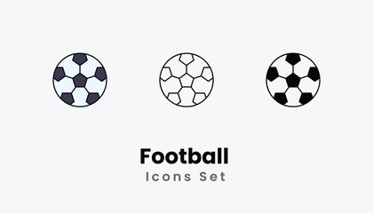 Obraz premium Football Icons thin line and glyph vector icon stock illustration