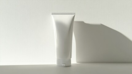 White tube, sunlit, minimalist background, product mockup