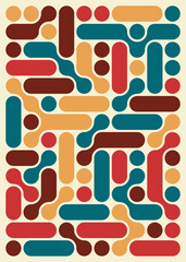 Colorful Abstract Geometric Shapes in a Modern Retro Style Pattern