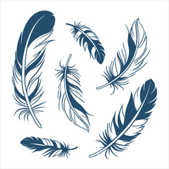feather and plume silhouette vector illustration.