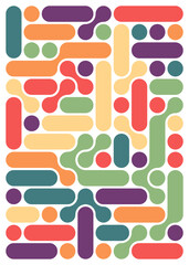 Colorful Abstract Geometric Pattern With Rounded Shapes and Segments on White Background