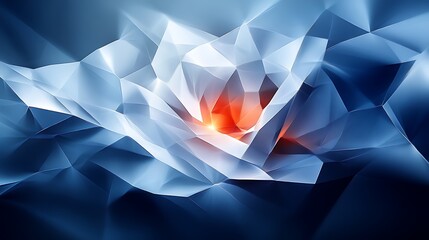 Abstract Blue Crystal Formation Glowing Orange Center