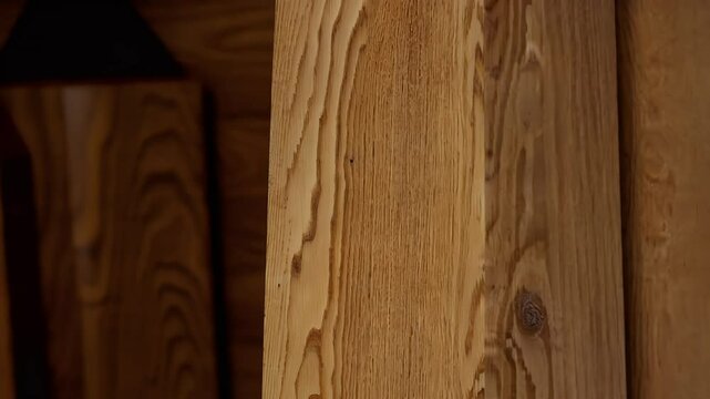 slow motion cinematic video capturing intricate textures of wooden plank walls and boards highlighting the rustic beauty of natural wood in ultra high quality video