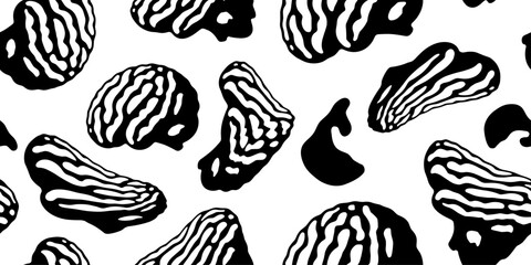 distorted brain seamless pattern, retro illusion effect, minimalist abstract background