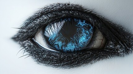 Closeup of a Digital Eye with Circuitry Pattern