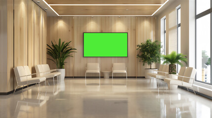 Green screen in waiting room interior version 3