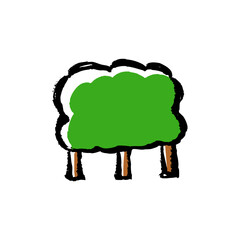 筆タッチの樹木のイラスト