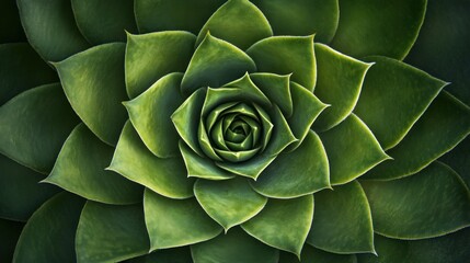 Green succulent rosette, close-up, garden, blurred background, nature design