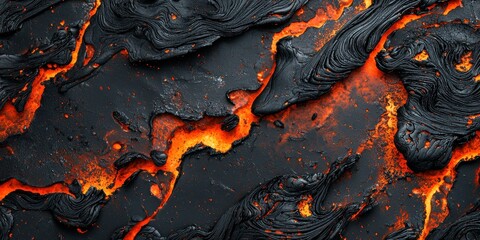Lava flow eruption volcanic landscape textured background close-up view glowing magma concept