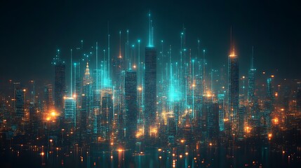 Futuristic Cityscape Illuminated With Vibrant Neon Lights