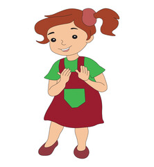 Happy Girl Clapping with Joy Celebrating Cheerful Moments Vector Illustration.
