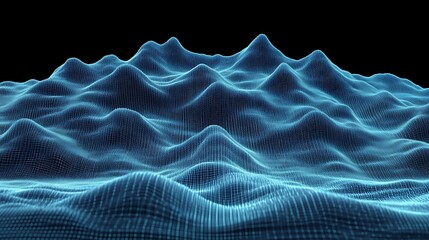 Obraz premium Abstract Blue Digital Wave Landscape