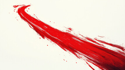 A thin red ink brush stroke path on a white background