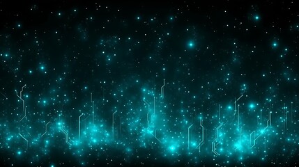Obraz premium Abstract Teal Circuitry Background With Glowing Particles