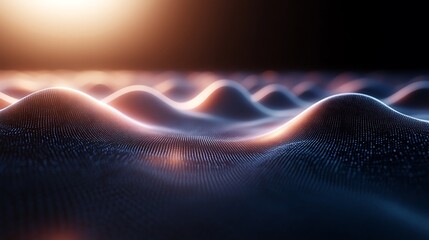 Obraz premium Abstract Glowing Particle Wave Landscape Digital Art