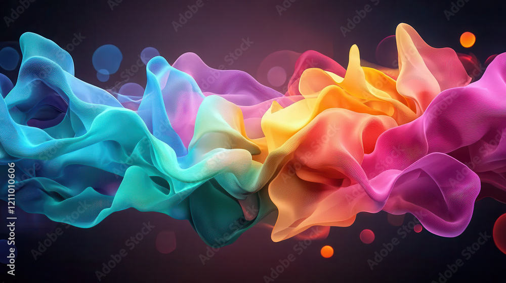 Aufkleber dynamic iridescent waves of colorful luminous nano fabric create vibrant, flowing abstract design wi