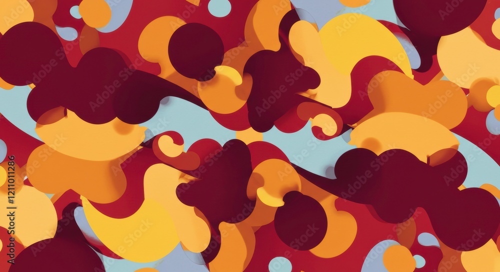 Aufkleber abstract swirls: an imaginative abstract background featuring overlapping swirls of vibrant red, ora