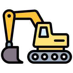 Excavator Outline Color Icon