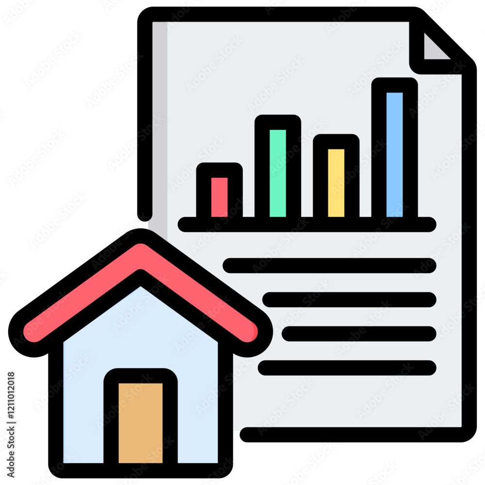 Poster progress report outline color icon